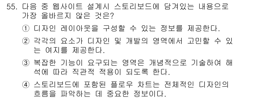 전자상거래관리사_1급 2024년 55번 - . 

웹사이트 설계 시, 각 요소가 디자인과 기능에 맞춰 잘 통합되어야... 에 관한 핵심 기출문제