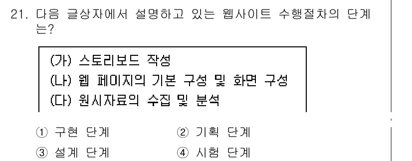 전자상거래관리사_2급 2018년 21번 - 스토리보드 작성은 웹사이트의 구조와 내용을 계획하는 단계로, 기획 단계에... 에 관한 핵심 기출문제