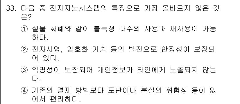 전자상거래관리사_2급 2018년 33번 - 해당 자격증의 핵심 개념을 묻는 객관식 문제