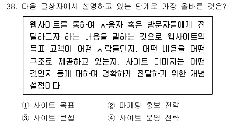 전자상거래관리사_2급 2021년 37번 - . 

웹사이트의 목적은 사용자의 방문 목적과 그에 따른 내용을 제공하는... 에 관한 핵심 기출문제