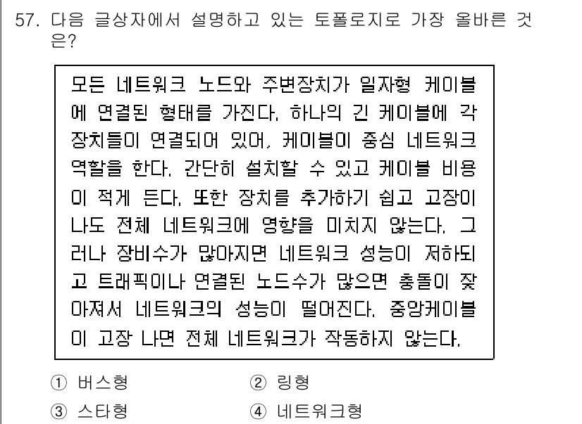 전자상거래관리사_2급 2021년 56번 - 정답 4. 네트워크 장치입니다. 

설명: 네트워크 장치는 여러 개의 노... 에 관한 핵심 기출문제