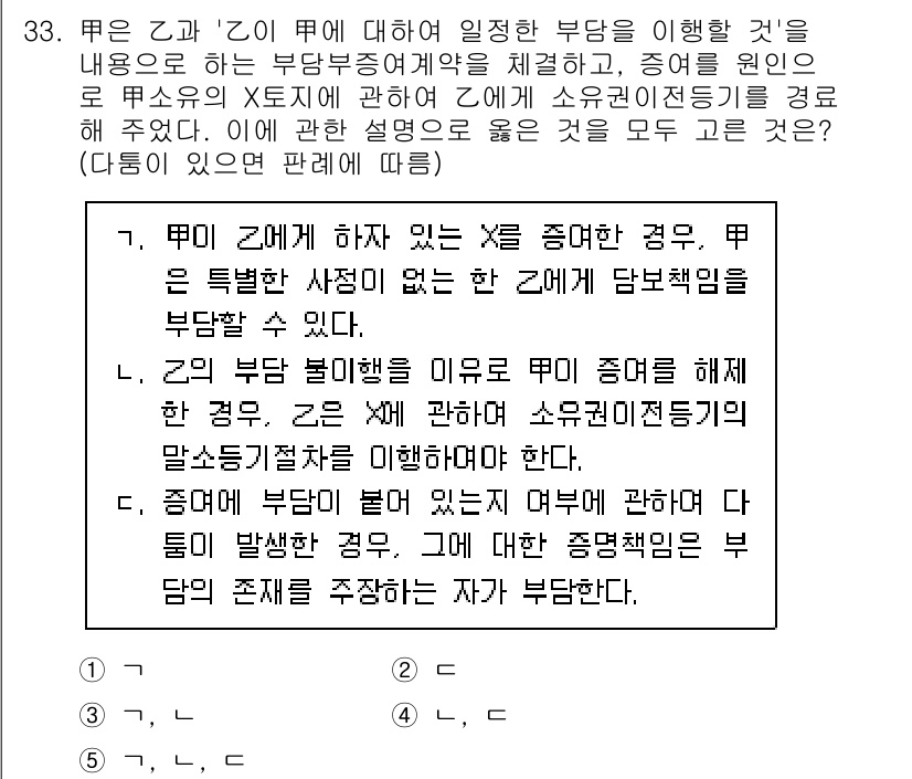 공인노무사_1차(민법)(구) 2025년 33번 - 정답 5번은 근로계약의 경우에 대해 설명하는 내용으로, 사용자가 근로자의... 에 관한 핵심 기출문제
