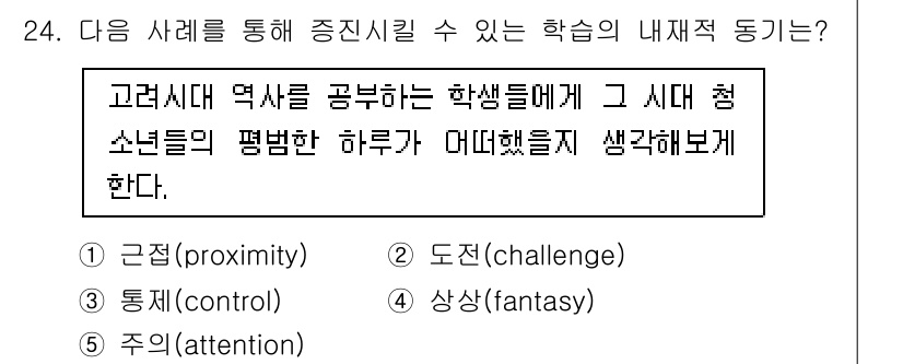 청소년상담사_3급(2교시) 2024년 24번 - 정답은 4번 '상상(fantasy)'이다. 이 사례는 학생들이 역사적 사... 에 관한 핵심 기출문제