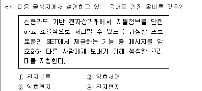 전자상거래관리사_1급 2025년 67번 - 해당 자격증의 핵심 개념을 묻는 객관식 문제