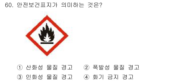 정수시설운영관리사_3급_1차 2024년 60번 - 안전보건표지가 의미하는 것은 위험의 종류와 그에 따른 안전 주의 사항을 ... 에 관한 핵심 기출문제