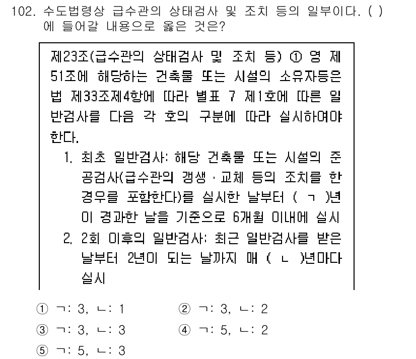 주택관리사보_1차 2025년 102번 - 주택관리사보 1차 문제에서 정답은 4입니다. 주택의 상태검사 및 조치에 ... 에 관한 핵심 기출문제