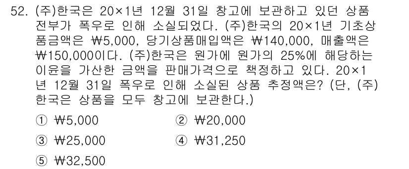 주택관리사보_1차 2025년 52번 - 문제의 조건에 따르면, (주)한국은 20×1년 12월 31일 기준으로 월... 에 관한 핵심 기출문제