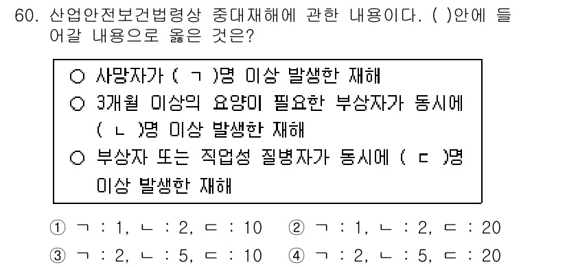 정수시설운영관리사_1급_1차 2025년 62번 - 문항에서 질문하고 있는 내용은 산업안전보건법의 적용 범위와 관련된 사항이... 에 관한 핵심 기출문제