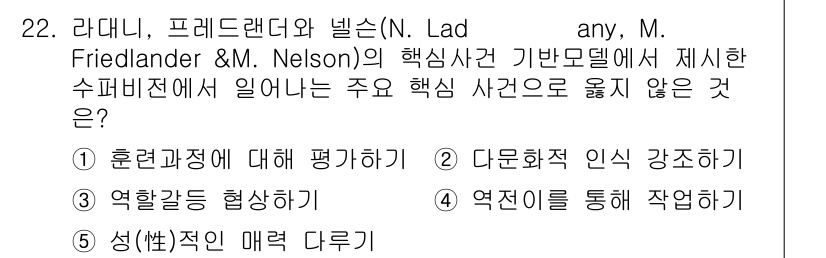 청소년상담사_1급(1교시) 2025년 22번 - 해당 자격증의 핵심 개념을 묻는 객관식 문제