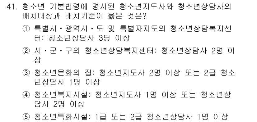 청소년상담사_1급(1교시) 2025년 41번 - 청소년 상담사는 청소년의 심리적, 정서적 지원을 위해 필요하며, 특정 지... 에 관한 핵심 기출문제
