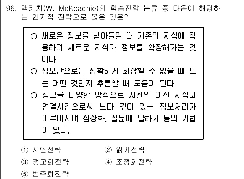 청소년상담사_2급(2교시) 2025년 96번 - 학습자들이 새로운 정보를 자신의 기존 지식과 연결하는 과정이 학습의 핵심... 에 관한 핵심 기출문제