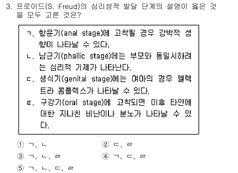 청소년상담사_3급(1교시) 2025년 3번 - 신경증적 발달 이론에서 '구강기', '항문기', '남근기' 등 각 단계가... 에 관한 핵심 기출문제