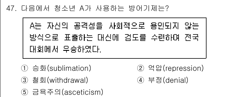 청소년상담사_3급(2교시) 2025년 47번 - 해당 자격증의 핵심 개념을 묻는 객관식 문제