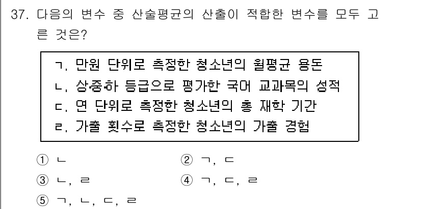 사회복지사_1급(1교시)(구) 2025년 37번 - 정답 4번은 가출 청소년을 대상으로 한 조사 방법으로, 가출 청소년의 경... 에 관한 핵심 기출문제