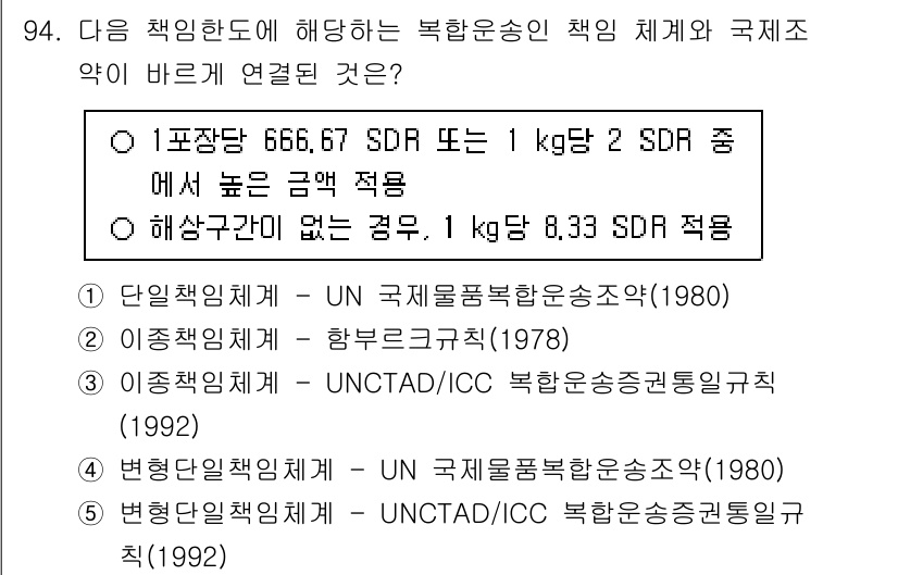 물류관리사_1교시 2025년 94번 - UN의 국제해운분쟁 해결을 위한 정책 및 제약을 논의하면서, 각기 다른 ... 에 관한 핵심 기출문제