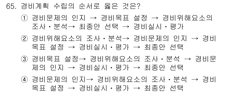 경비지도사_1차(법학개론,민간경비론) 2024년 65번 - 해당 자격증의 핵심 개념을 묻는 객관식 문제
