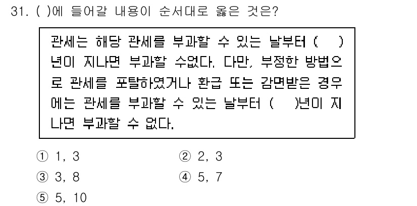 관세사_관세법개론 2016년 31번 - 관세법에서는 특정 상황에서 부과 가능한 세금을 명확히 규정하고 있습니다.... 에 관한 핵심 기출문제