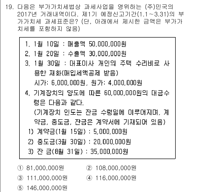관세사_내국소비세법 2017년 19번 - 부가가치세법에서 개인사업자가 제공하는 재화와 용역에 대한 과세 규정에 따... 에 관한 핵심 기출문제