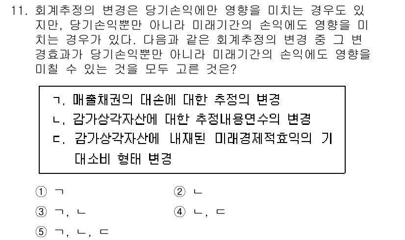 관세사_회계학 2018년 11번 - . 감가상각자산에 대한 추정 내용변경

핵심 해설: 미래 추정에 따른 감... 에 관한 핵심 기출문제
