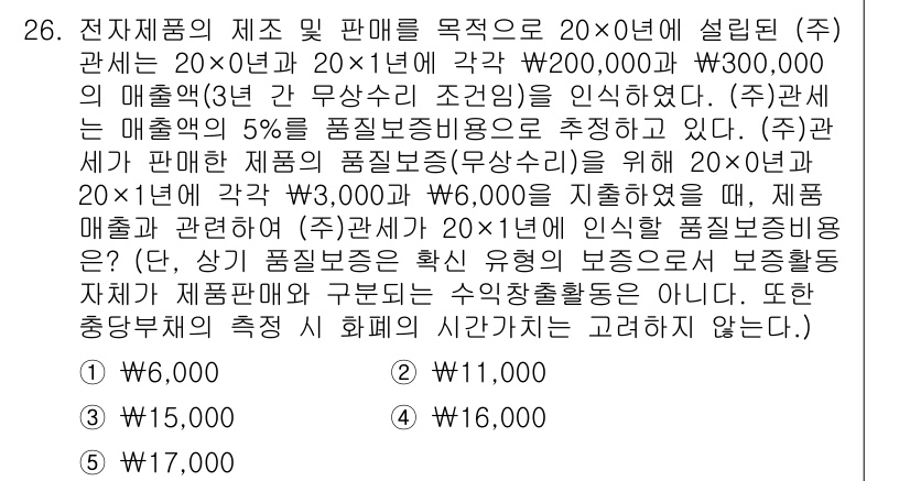 관세사_회계학 2018년 26번 - 문제에서 주어진 조건에 따르면, (주)관세사는 20X0년부터 20X2년까... 에 관한 핵심 기출문제