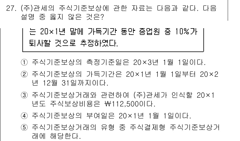 관세사_회계학 2018년 27번 - 정답은 5) 주식회사의 유령 중회계처리 규정에 해당한다. 이는 재무제표의... 에 관한 핵심 기출문제