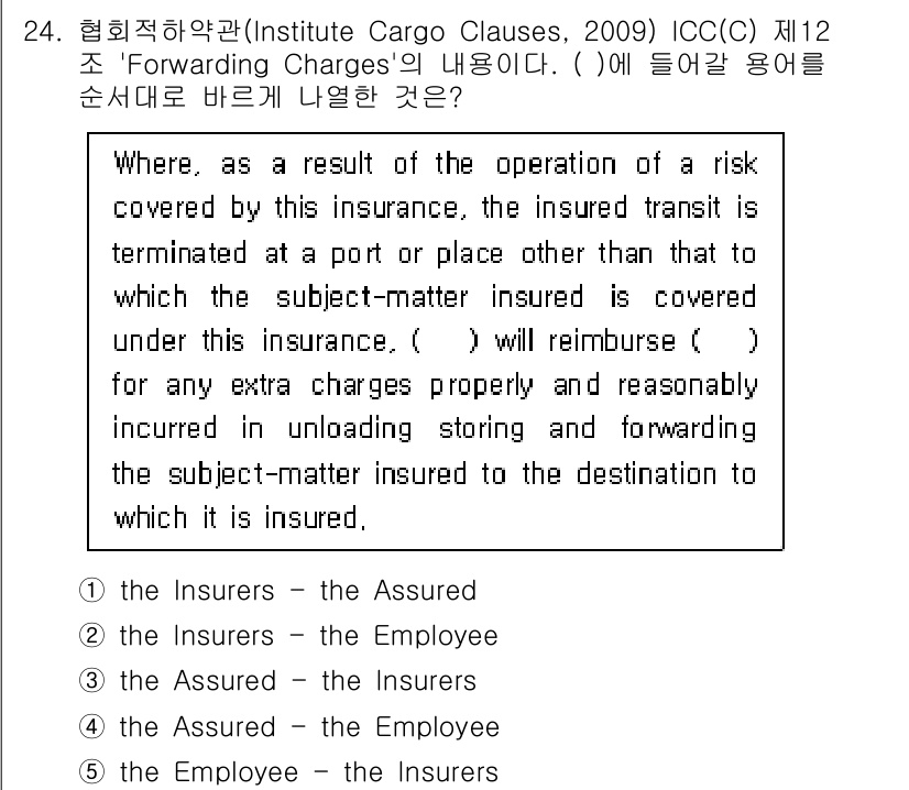 관세사_무역영어 2019년 24번 - 해당 자격증의 핵심 개념을 묻는 객관식 문제