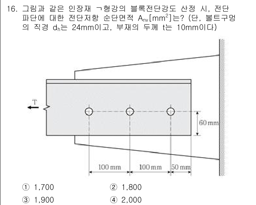 9급_국가직_공무원_토목설계 2025년 17번 - 정답은 2입니다. 블록 설계에서 전단력에 대한 전단면적 \( A_v \)... 에 관한 핵심 기출문제