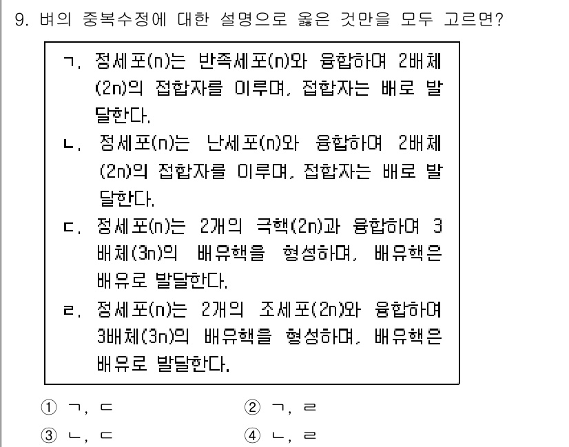 9급_지방직_공무원_식용작물 2024년 9번 - 제시된 식물의 성질을 분석했을 때, 각 식물의 재배 방법과 특성을 고려하... 에 관한 핵심 기출문제