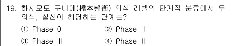 9급_지방직_공무원_안전관리론 2024년 19번 - . Phase 0  
하시모토 루니에 외식 레벨의 단계적 분류는 식품 안... 에 관한 핵심 기출문제