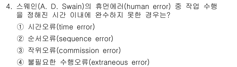 9급_지방직_공무원_안전관리론 2025년 4번 - 시간 오류는 작업 수행 시 필요한 시간을 정확히 정산하지 못해 발생하는 ... 에 관한 핵심 기출문제