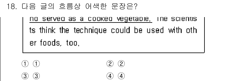 9급_지방직_공무원_영어 2025년 18번 - 문장의 흐름에 맞춰 "no"가 아닌 "it" 또는 "vegetable" ... 에 관한 핵심 기출문제
