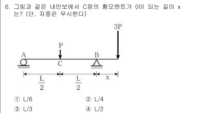 9급_지방직_공무원_응용역학개론 2025년 6번 - C점에서의 합력 모멘트를 고려할 때, A와 B에서의 힘이 서로 작용하여 ... 에 관한 핵심 기출문제