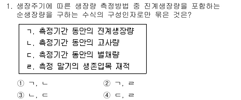 9급_지방직_공무원_임업경영 2025년 1번 - 생물의 생존 및 성장에는 환경에서 섭취한 자원의 양이 중요하며, 이는 생... 에 관한 핵심 기출문제