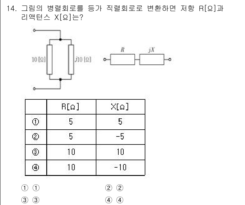 9급_지방직_공무원_전기이론 2024년 14번 - 주어진 회로에서 병렬 저항의 경우, 복소 임피던스를 구하기 위해 각각의 ... 에 관한 핵심 기출문제