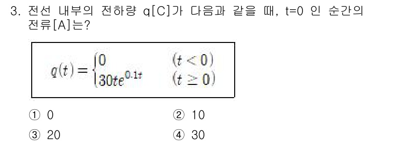 9급_지방직_공무원_전기이론 2024년 3번 - 주어진 전하량 \( q(t) \)의 식을 통해 \( t=0 \)일 때의 ... 에 관한 핵심 기출문제