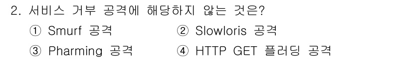 9급_지방직_공무원_정보보호론 2024년 2번 - . Smurf 공격은 네트워크의 상태를 악화시키는 DDoS 공격의 일종으... 에 관한 핵심 기출문제