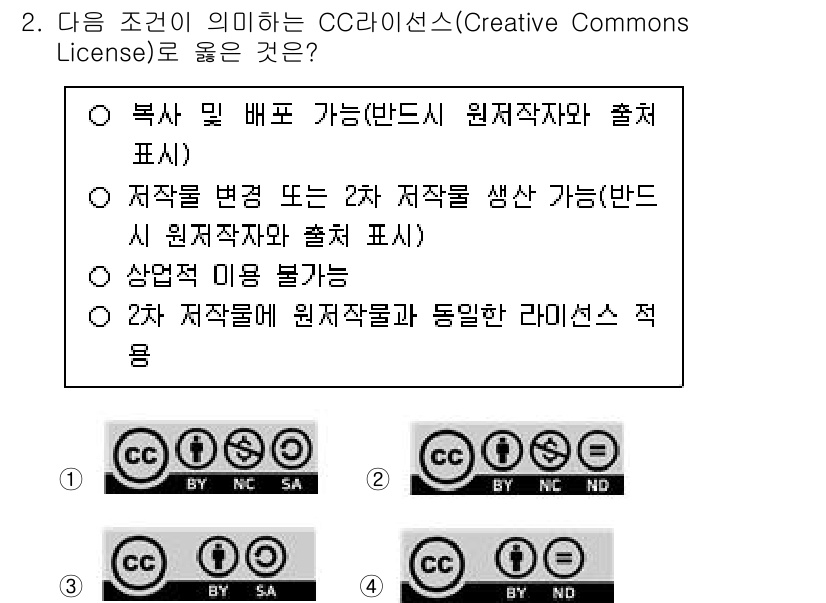 9급_지방직_공무원_정보봉사개론 2025년 2번 - . 

CC 라이선스는 저작물의 복사 및 배포를 허용하지만, 이에 대한 ... 에 관한 핵심 기출문제
