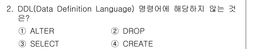 9급_지방직_공무원_컴퓨터일반 2024년 2번 - DDL(Data Definition Language)은 데이터베이스 객체... 에 관한 핵심 기출문제