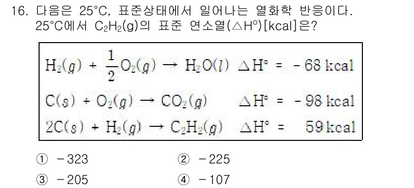 9급_지방직_공무원_화학 2024년 16번 - 화학 반응에서의 ΔH는 반응물과 생성물의 엔탈피 차이를 나타낸다. 주어진... 에 관한 핵심 기출문제