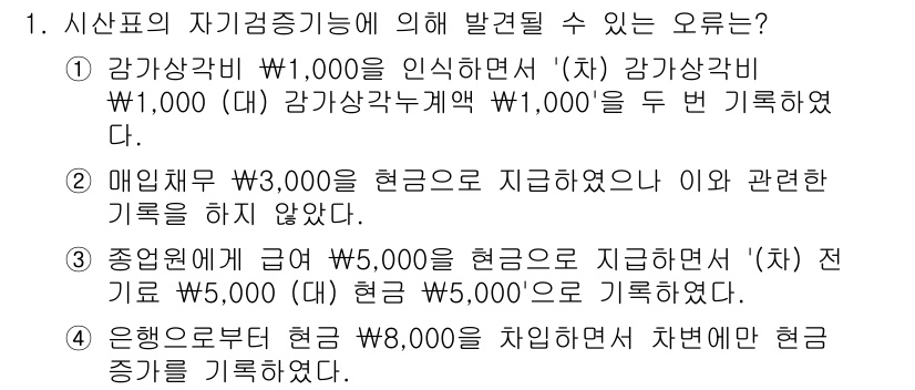 9급_지방직_공무원_회계학 2024년 1번 - 정답 4번이 맞는 이유는 매입세금계산서 기록이 없기 때문이다. 매입액이 ... 에 관한 핵심 기출문제