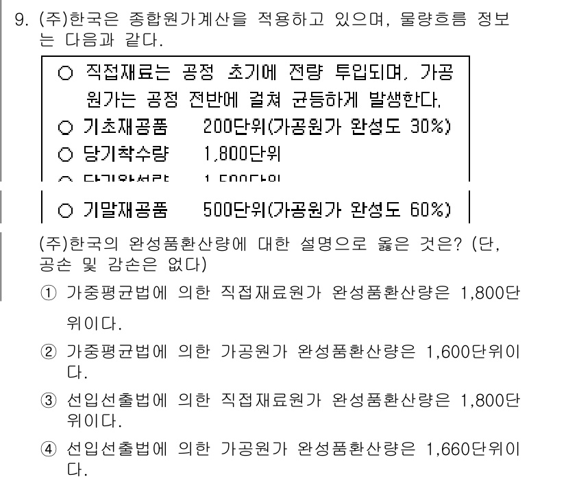 9급_지방직_공무원_회계학 2024년 9번 - 가감계산의 원리에 따라 공사총액에서 최초 원가와 가감 연수에 따라 변동액... 에 관한 핵심 기출문제