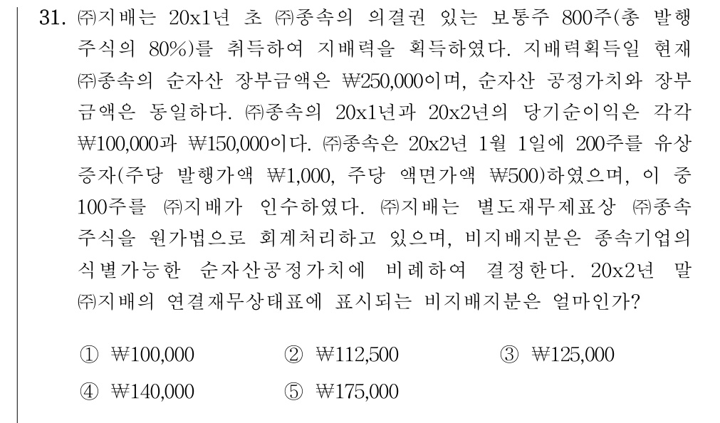 공인회계사_1차 2020년 111번 기출문제