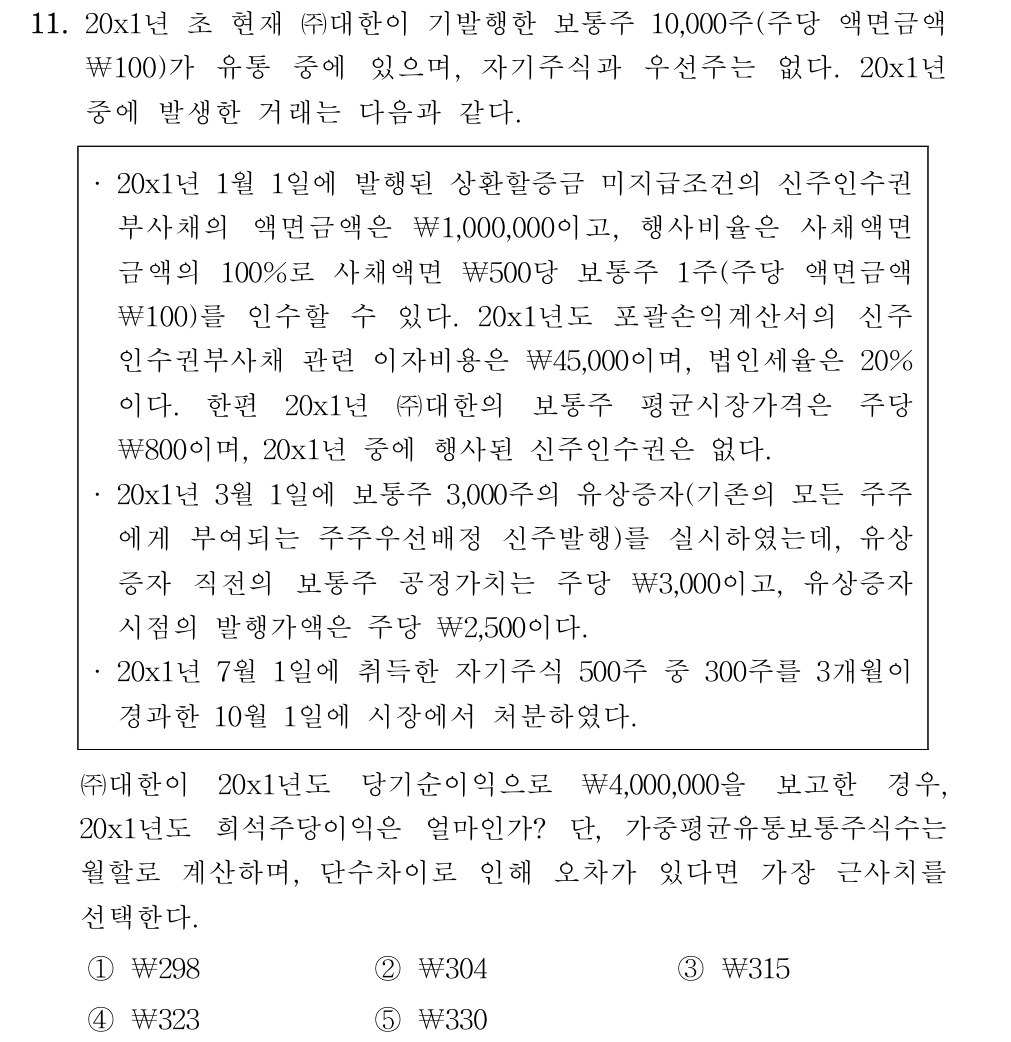 공인회계사_1차 2020년 91번 기출문제