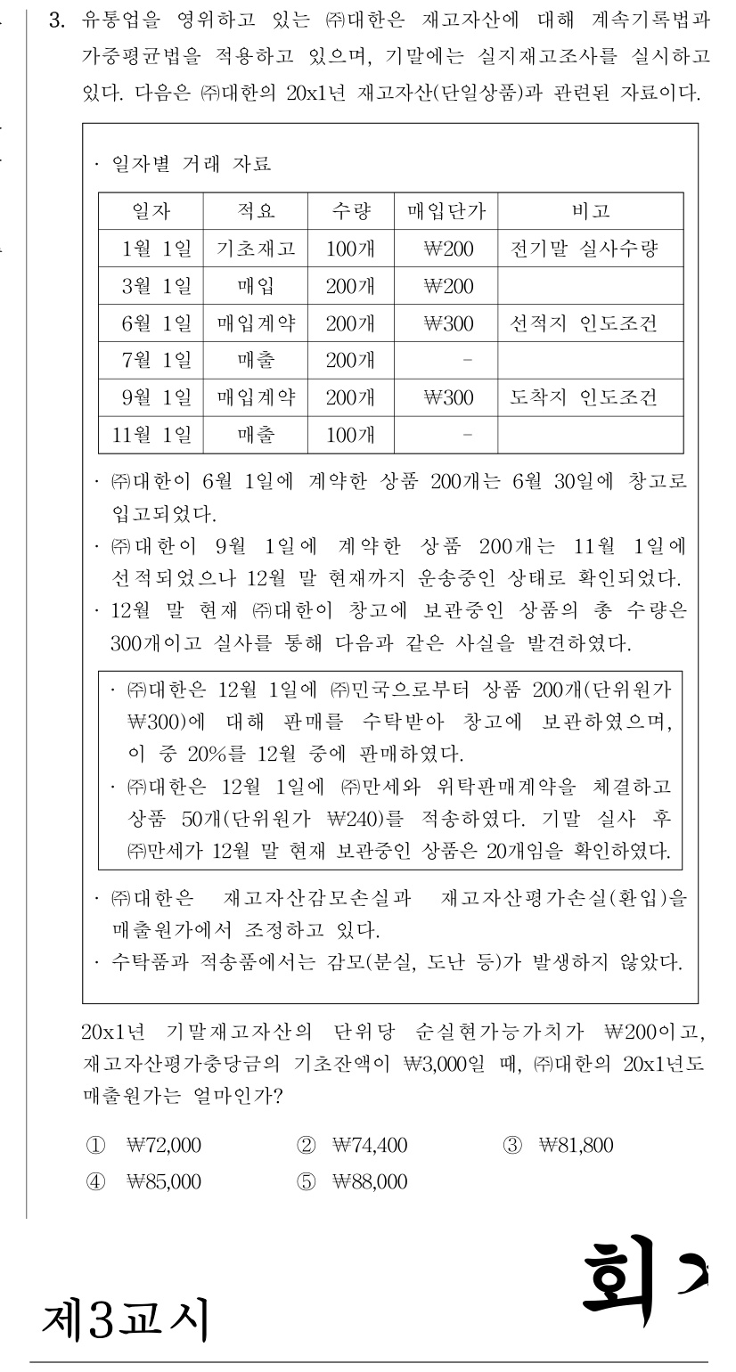 공인회계사_1차 2023년 83번 기출문제