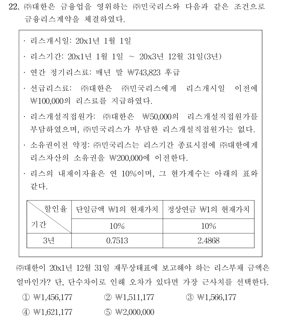 공인회계사_1차 2024년 182번 기출문제