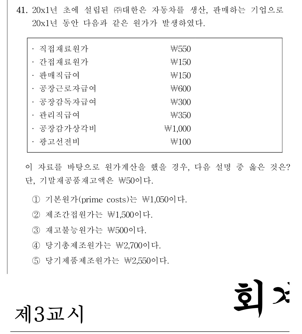 공인회계사_1차 2024년 201번 기출문제