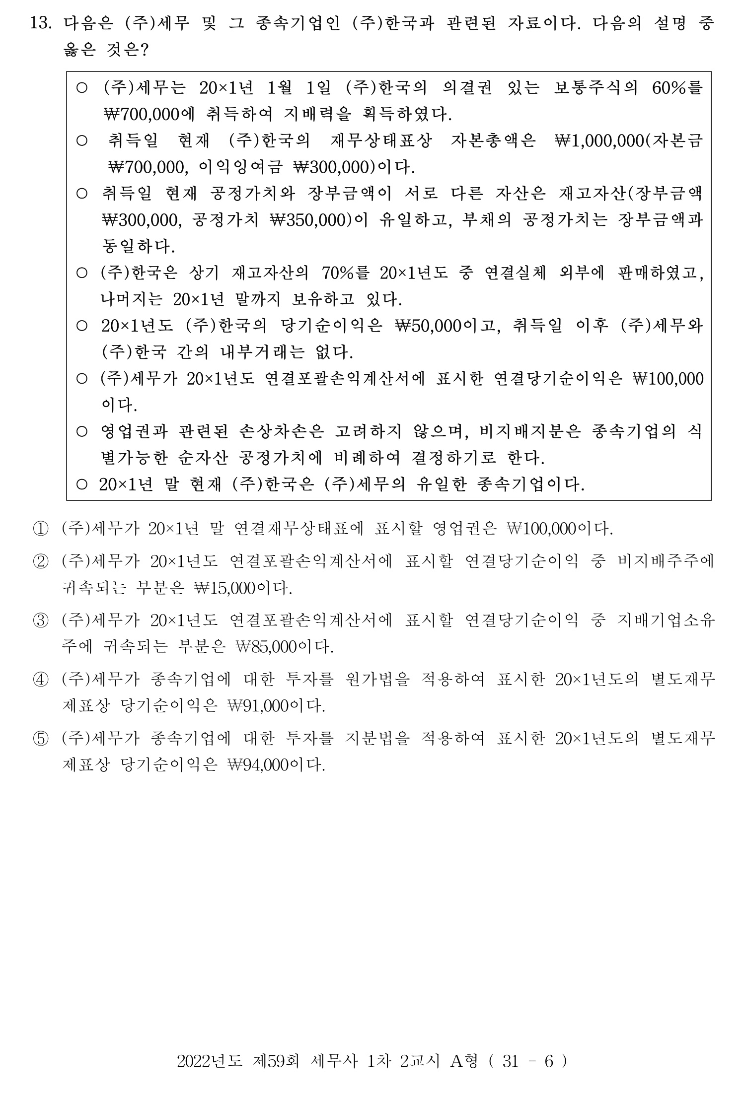 세무사_1차 2022년 13번 기출문제