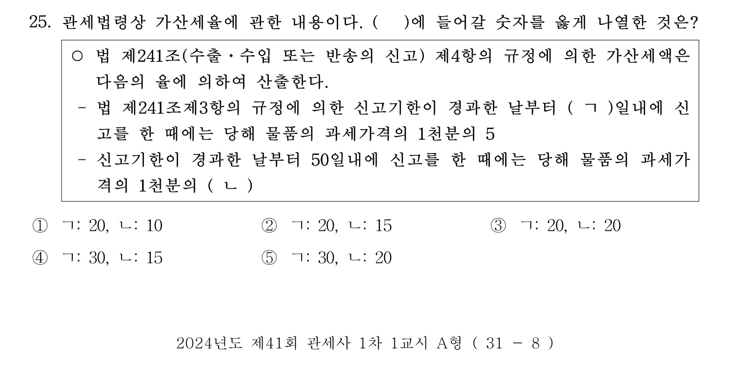 관세사_1차 2024년 25번 기출문제