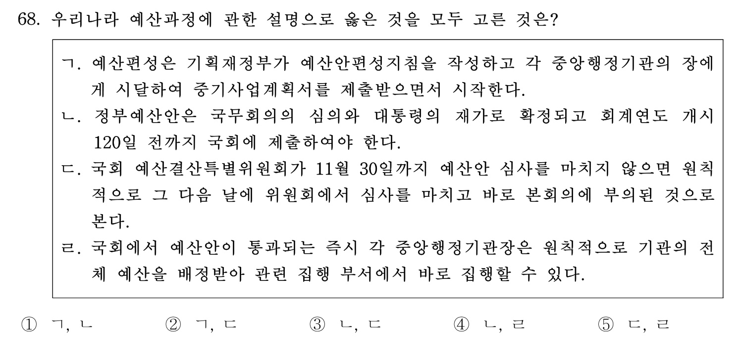 행정사_1차 2021년 68번 기출문제