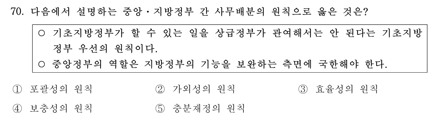 행정사_1차 2021년 70번 기출문제